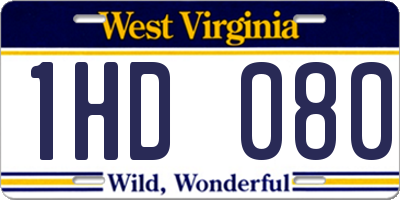 WV license plate 1HD080