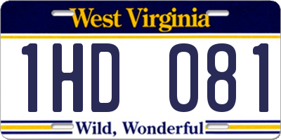 WV license plate 1HD081