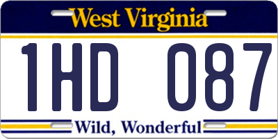 WV license plate 1HD087