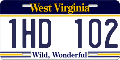 WV license plate 1HD102
