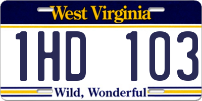 WV license plate 1HD103