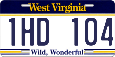 WV license plate 1HD104