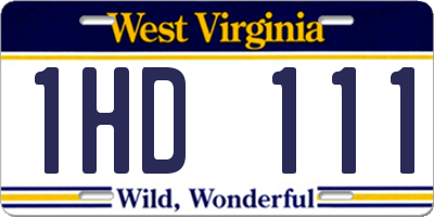 WV license plate 1HD111