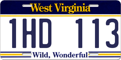 WV license plate 1HD113