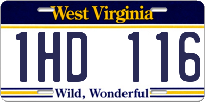 WV license plate 1HD116