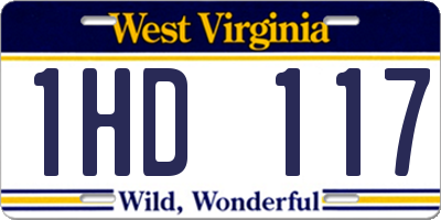 WV license plate 1HD117