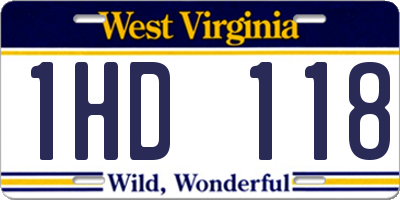 WV license plate 1HD118