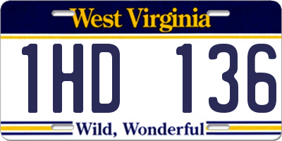 WV license plate 1HD136