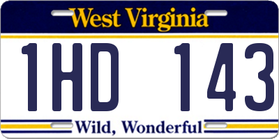 WV license plate 1HD143