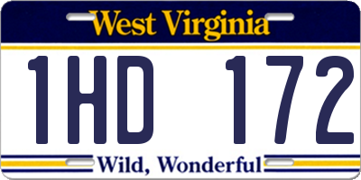 WV license plate 1HD172