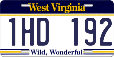 WV license plate 1HD192