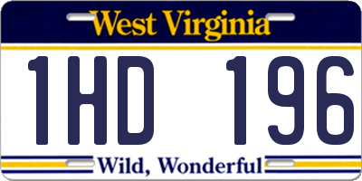 WV license plate 1HD196