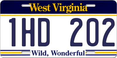 WV license plate 1HD202