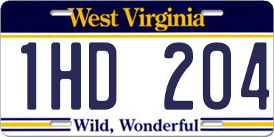 WV license plate 1HD204
