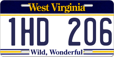 WV license plate 1HD206