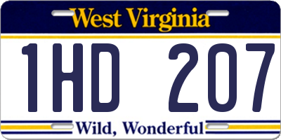 WV license plate 1HD207