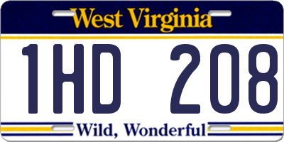 WV license plate 1HD208