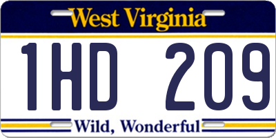 WV license plate 1HD209