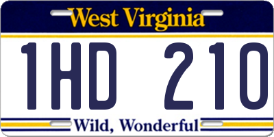 WV license plate 1HD210