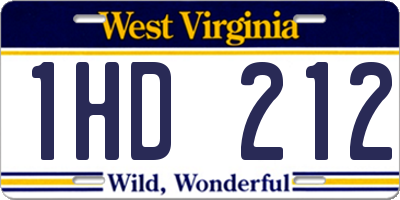 WV license plate 1HD212