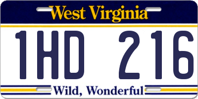 WV license plate 1HD216