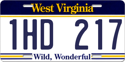 WV license plate 1HD217
