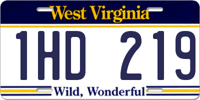 WV license plate 1HD219