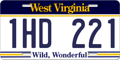 WV license plate 1HD221