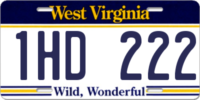 WV license plate 1HD222
