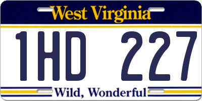 WV license plate 1HD227