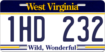 WV license plate 1HD232