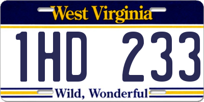 WV license plate 1HD233