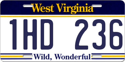 WV license plate 1HD236
