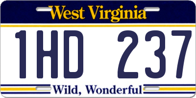 WV license plate 1HD237