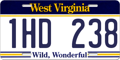 WV license plate 1HD238