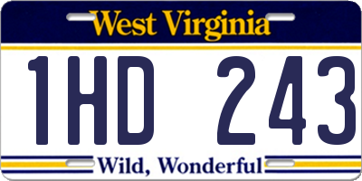WV license plate 1HD243