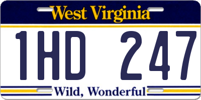 WV license plate 1HD247
