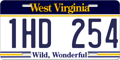 WV license plate 1HD254