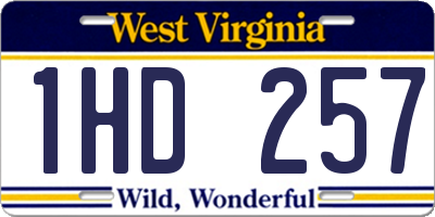 WV license plate 1HD257