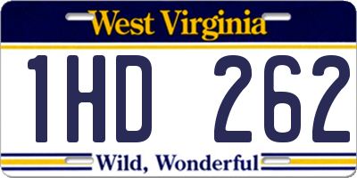 WV license plate 1HD262