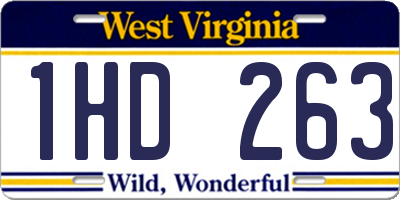WV license plate 1HD263