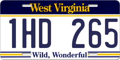 WV license plate 1HD265