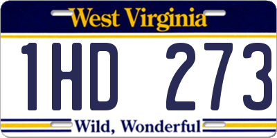 WV license plate 1HD273