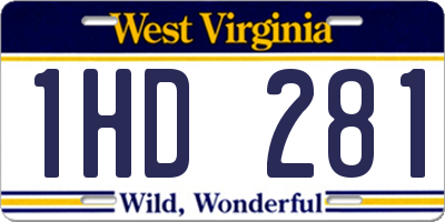 WV license plate 1HD281