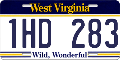 WV license plate 1HD283