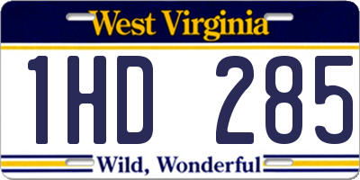 WV license plate 1HD285