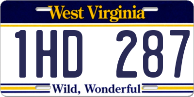 WV license plate 1HD287