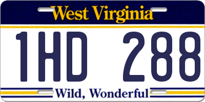 WV license plate 1HD288
