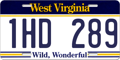 WV license plate 1HD289