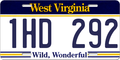 WV license plate 1HD292